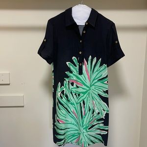 Lilly Pulitzer navy palm shirt dress